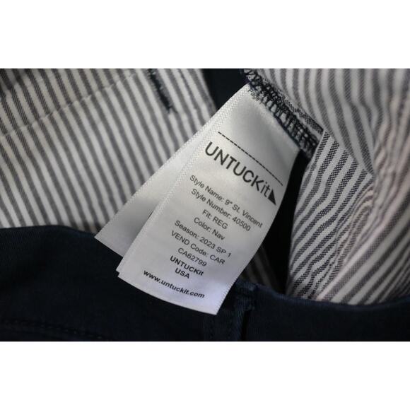 Untuckit Khaki Chino Shorts Stretch Navy Flat St. Vincent 9" INS Mens Size 34 - Picture 4 of 6